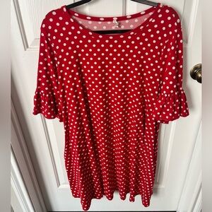 Chic Soul Red polka Dot, ruffled sleeves with pockets! Perfect for Disney